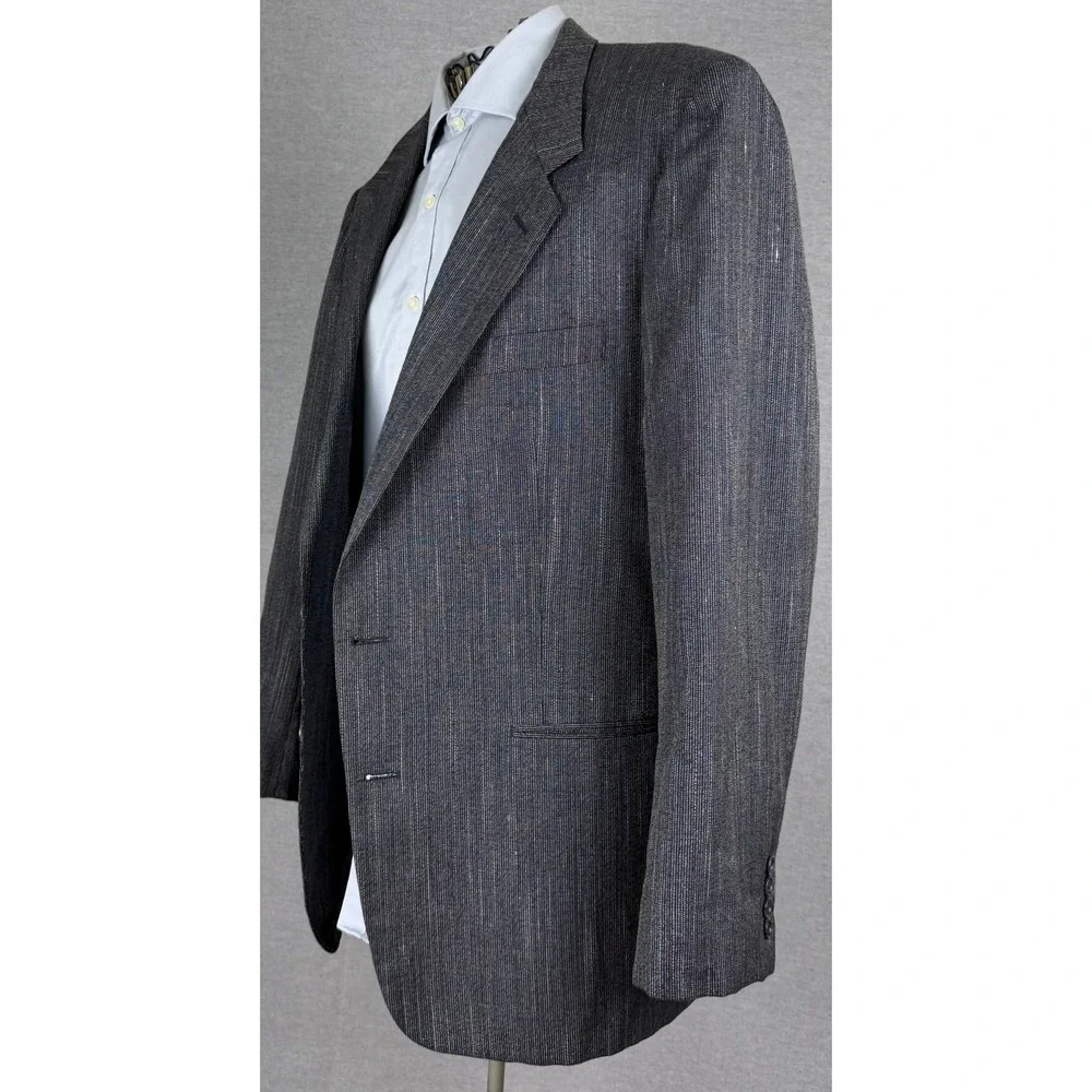 Francesco Maiolo Mens 42L Grey Wool Silk Blend‎ Hand Tailored Blazer Sport Coat